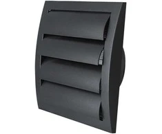 Plastikinės ventiliacijos grotelės ND10ZP, 148 x 153 mm, DN100, su žaliuze, pilkos sp.