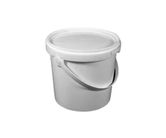 Plastikinis kibiras su dangčiu, baltos sp., tinka sąlyčiui su maistu, 5 L