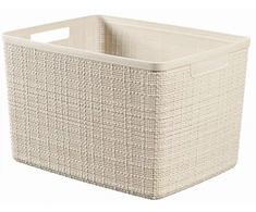 Plastikinis krepšelis CURVER Jute, kreminės sp., h15 x 36 x 28 cm, 12 L