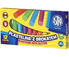 Plastilinas Astra 12 spalvų su blizgučiais