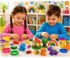 Plastilinas lipni masė makaronų gaminimo mašinėlė sensorinis žaislas rinkinys vaikams 24 elementai click4toys