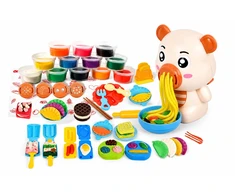 Plastilinas lipni masė makaronų gaminimo mašinėlė formelės kočėlas skrudintuvas meškiukas rinkinys vaikams 43 el. click4toys