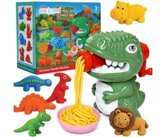 Plastilinas lipni masė makaronų gaminimo mašinėlė dinozaurai gyvūnai formelės rinkinys vaikams 40 detalių „click4toys“