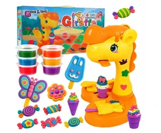 Plastilinas lipni masė makaronų gaminimo mašinėlė žirafa ledai formelės rinkinys vaikams 31 elementas „click4toys“