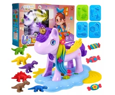 Plastilinas lipni masė makaronų gaminimo mašinėlė vienaragis formelės dinozaurai rinkinys vaikams 51 elementas „click4toys“