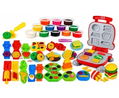 Plastilinas lipni masė sumuštinių keptuvė mėsainis formelės 3D rinkinys vaikams 40 dalių „click4toys“