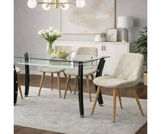 Platan Sofa OSLO BEIGE minkšta, dygsniuota kėdė valgomajam, virtuvei, svetainei