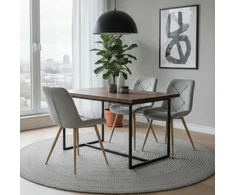 Platan Sofa OSLO Pilkas minkšta, dygsniuota kėdė valgomajam, virtuvei, svetainei