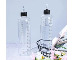 PLAUKŲ BUTELIUKO APLIKATORIAUS 2 Vnt. 500 ml DOZATORIAUS SKAIDRIOS svarstyklės