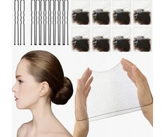 PLAUKŲ TINKLAS 24 VIENETŲ ELASTINGAS NAILONAS NEMATOMASIS KŪNELĖMS RUDAI