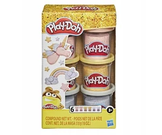 Hasbro Play-Doh metalinio efekto plastilino rinkinys, 6 vnt