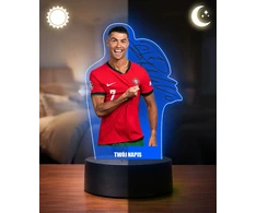Plexido 3D LED lempa Cristiano Ronaldo Portugal su vardu berniukui