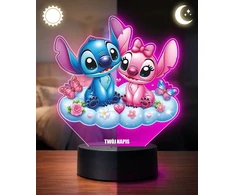 Plexido 3D LED naktinė lempa 3D pasaka Lilo ir Stitch Debesis Dovana mergaitei