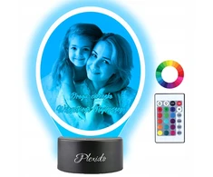 Plexido 3D LED naktinė lempa Gimtadienis Jūsų nuotrauka Dovana Jūsų užrašas Vardo graviravimas