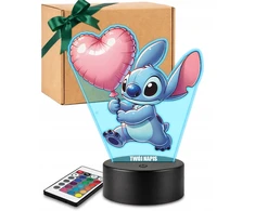 Plexido 3D „Lilo“ ir „Stitch“ LED lempos širdies balionas su vardu, skirta dovanai merginai