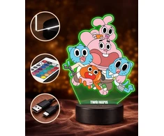 Plexido Gumball Niesamowity Świat Lampka Nocna LED 3D su Imieniem dla Dziecka
