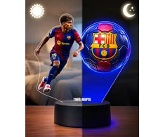 Plexido Lamine Yamal FC Barcelona 3D LED naktinė lempa su vardo dovana