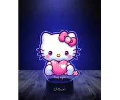 Plexido Lampka LED 3D Hello Kitty Serce su Imieniem Dla Dziewczynki Prezent Bajka