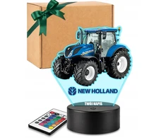 Plexido Lampka LED 3D New Holland Traktor su Imieniem Dla Chłopca Na Prezent