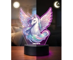 Plexido Lampka LED 3D Vienaragis Unicorn su Imieniem Dla Dziewczynki Prezent