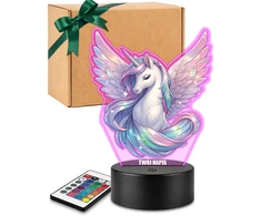 Plexido Lampka LED 3D Vienaragis Unicorn su Imieniem Dla Dziewczynki Prezent