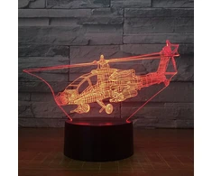 Plexido Lampka Nocna 3D LED Helikopter Samolot Grawer Imię