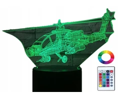 Plexido Lampka Nocna 3D LED Helikopter Samolot Grawer Imię