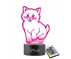 Plexido Lampka Nocna 3D LED Kot Kotek Prezent Grawer