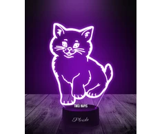 Plexido Lampka Nocna 3D LED Kot Kotek Prezent Grawer