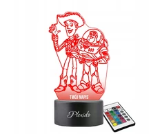 Plexido Lampka Nocna 3D LED Toy Story Buzz Astral i Chudy Grawer Z Twoim Imieniem