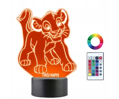 Plexido Lampka Nocna Bajka Król Lew Simba Prezent Twój Napis Grawer Imię 3D LED
