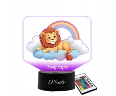 Plexido Lampka Nocna Dla Dzieci Na Prezent Lew Tęcza Grawer Twoje Imię LED 3D