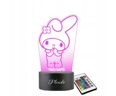 Plexido Lampka Nocna Hello Kitty My Melody Na Prezent Grawer Twoje Imię LED 3D