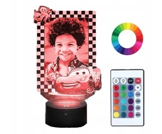 Plexido Lampka Nocna LED 3D AUTA ZYGZAK Twoje Zdjęcie