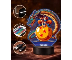 Plexido Lampka Nocna LED 3D Dragon Ball Z Goku Shenron Prezent Imieniem Anime Manga