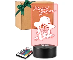 Plexido Lampka Nocna LED 3D Michael Jackson Autograf Dla Fana Personalizowana Imię