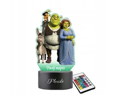 Plexido Lampka Nocna su Nadrukiem UV Shrek Fiona Kot w Butach Osioł