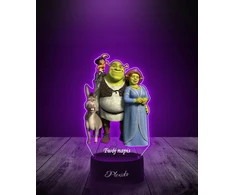 Plexido Lampka Nocna su Nadrukiem UV Shrek Fiona Kot w Butach Osioł