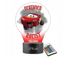 Plexido Lampka Nocna Z Nadrukiem Auta Zygzak McQueen Racist Twój Grawer LED 3D