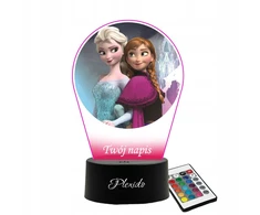Plexido Lampka Nocna Z Nadrukiem Bajka Kraina Lodu Elsa Anna Twój Grawer Imię LED