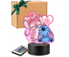 Plexido Lampka Nocna Z Nadrukiem Dla Dziecka Stitch i Angel Bajka Disney LED 3D