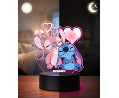 Plexido Lampka Nocna Z Nadrukiem Dla Dziecka Stitch i Angel Bajka Disney LED 3D