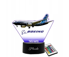 Plexido Lampka Nocna Z Nadrukiem Samolot Pasażerski Boeing Twój Grawer Imię 3D LED