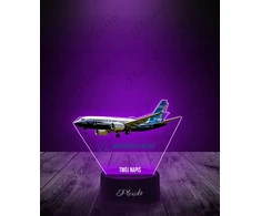 Plexido Lampka Nocna Z Nadrukiem Samolot Pasażerski Boeing Twój Grawer Imię 3D LED