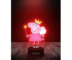 Plexido Lampka Nocna Z Nadrukiem Świnka Peppa Fėja Twój Grawer Imię 3D LED