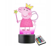 Plexido Lampka Nocna Z Nadrukiem Świnka Peppa Fėja Twój Grawer Imię 3D LED