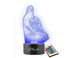 Plexido Lampka Nocna Zwierzę Ptak Gołąb Na Prezent Grawer Twoje Imię LED 3D