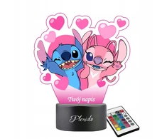 Plexido Naktinė lempa Pasaka Lilo ir Stitch Angel Heart 3D LED dovana mergaitėms