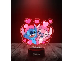 Plexido Naktinė lempa Pasaka Lilo ir Stitch Angel Heart 3D LED dovana mergaitėms