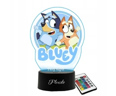 Plexido Naktinė lempa su spaudiniu Bluey Mėlyna Fairy Tale Padovanokite savo graviruotą vardo šviesos diodą